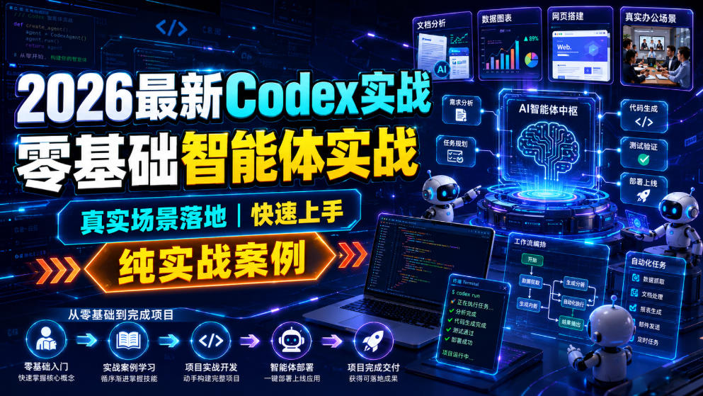 2026最新Codex实战零基础智能体实战，真实场景落地，快速上手，纯实战案例-盟主1站 - 热点知汇专注网赚项目资源知识聚汇