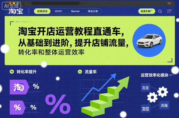 淘宝开店运营教程直通车，从基础到进阶，提升店铺流量，转化率和整体运营效率(更新26年07月11日)-盟主1站 - 热点知汇专注网赚项目资源知识聚汇