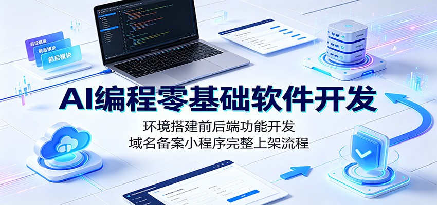 AI编程零基础软件开发：环境搭建前后端功能开发，域名备案小程序完整上架流程-盟主1站 - 热点知汇专注网赚项目资源知识聚汇