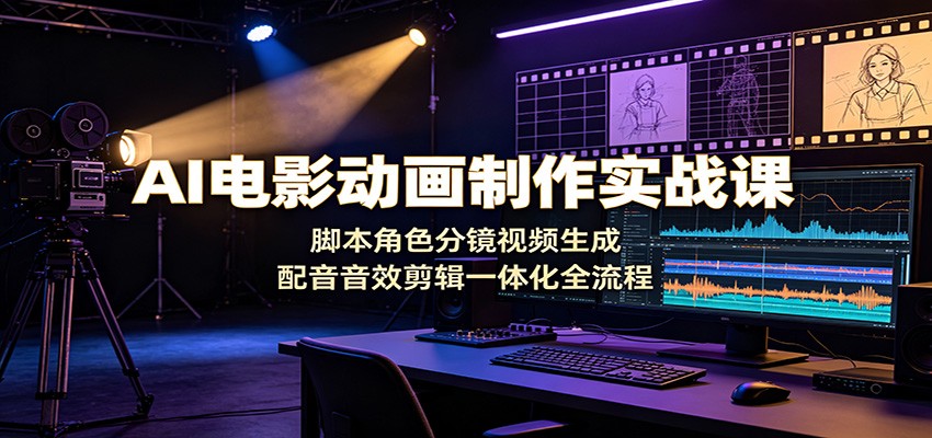 AI电影动画制作实战课：脚本角色分镜视频生成，配音音效剪辑一体化全流程-盟主1站 - 热点知汇专注网赚项目资源知识聚汇