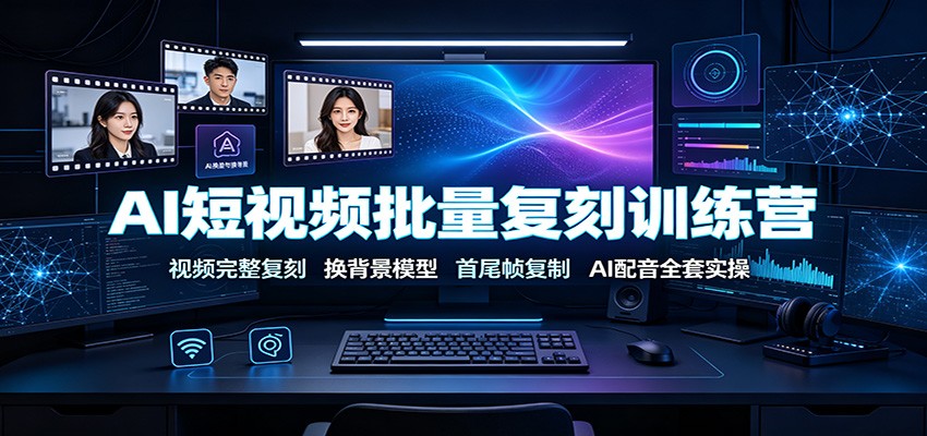 AI短视频批量复刻训练营：视频完整复刻，换背景模型、首尾帧复制、AI配音全套实操-盟主1站 - 热点知汇专注网赚项目资源知识聚汇