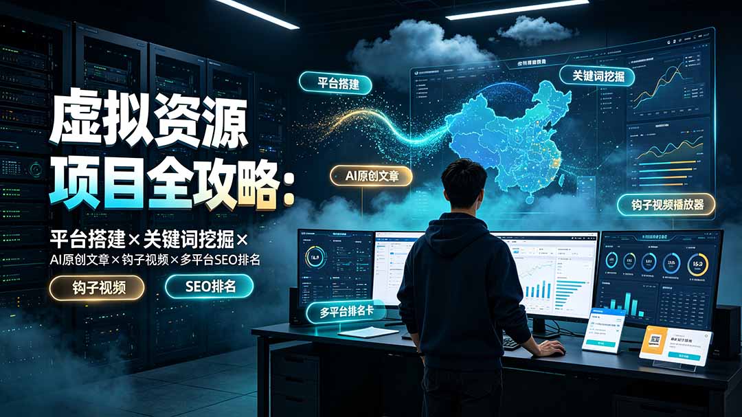 虚拟资源项目全攻略：平台搭建×关键词挖掘×AI原创文章×钩子视频×多平台SEO排名-盟主1站 - 热点知汇专注网赚项目资源知识聚汇
