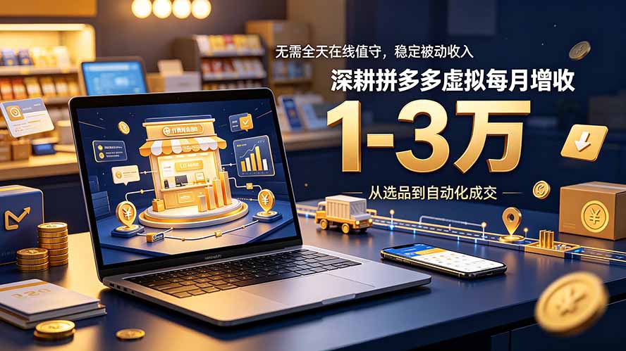 无需全天在线值守，稳定被动收入，深耕拼多多虚拟每月增收 1-3 万-盟主1站 - 热点知汇专注网赚项目资源知识聚汇