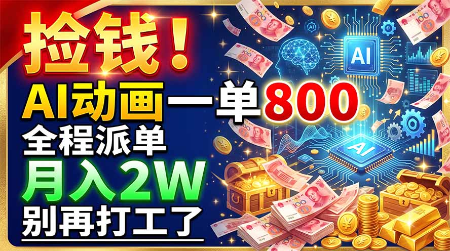捡钱！AI动画一单800，全程派单，月入2W，别再打工了-盟主1站 - 热点知汇专注网赚项目资源知识聚汇