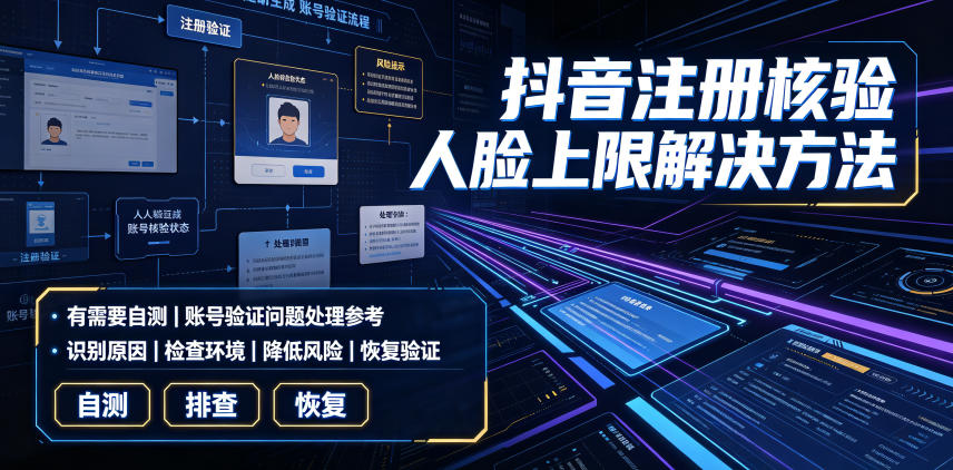 抖音注册核验人脸上限解决方法，有需要自测-盟主1站 - 热点知汇专注网赚项目资源知识聚汇