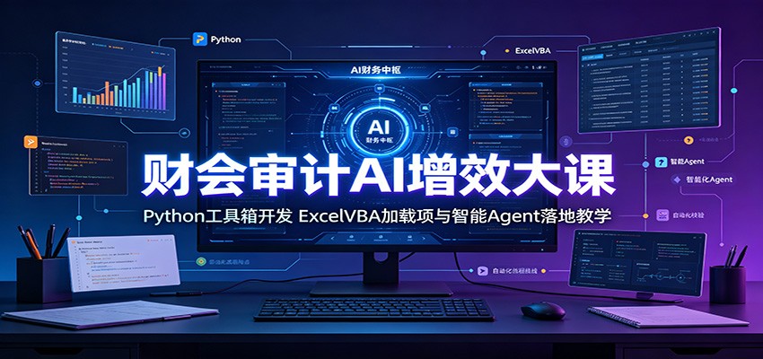 财会审计AI增效大课：Python工具箱开发，ExcelVBA加载项与智能Agent落地教学-盟主1站 - 热点知汇专注网赚项目资源知识聚汇