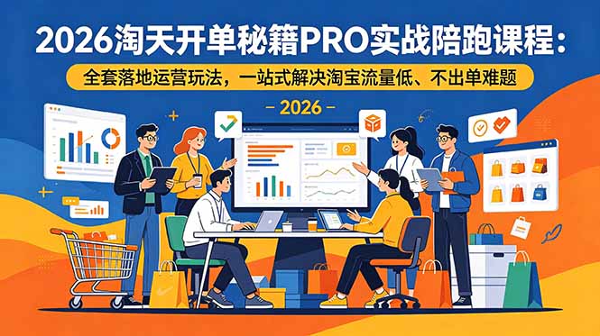 2026淘天开单秘籍PRO实战陪跑课程-更新:全套落地运营玩法,一站式解决淘宝流量低、不出单难题-盟主1站 - 热点知汇专注网赚项目资源知识聚汇