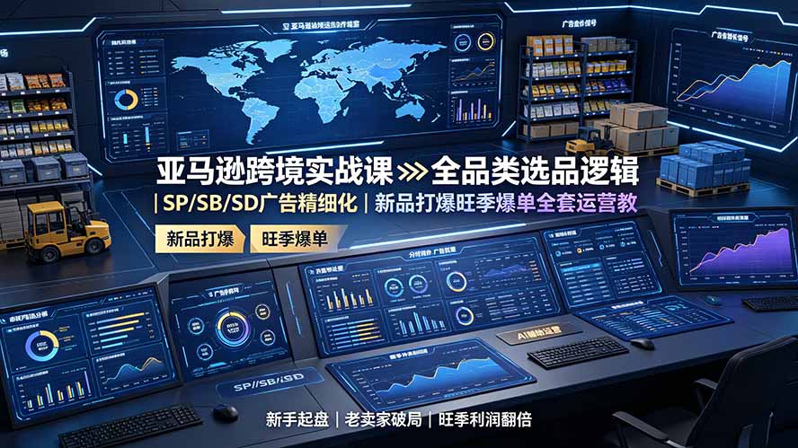亚马逊跨境实战课:全品类选品逻辑|SP/SB/SD广告精细化|新品打爆旺季爆单全套运营教程-盟主1站 - 热点知汇专注网赚项目资源知识聚汇