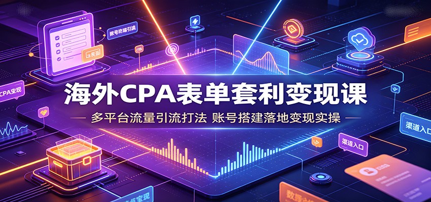 海外CPA表单套利变现课：多平台流量引流打法，账号搭建落地变现实操-盟主1站 - 热点知汇专注网赚项目资源知识聚汇
