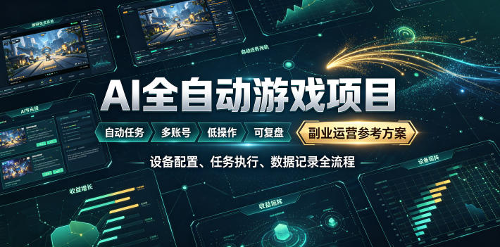 AI全自动游戏躺賺副业:日入几百,稳定运行三年的项目!【揭秘】-盟主1站 - 热点知汇专注网赚项目资源知识聚汇