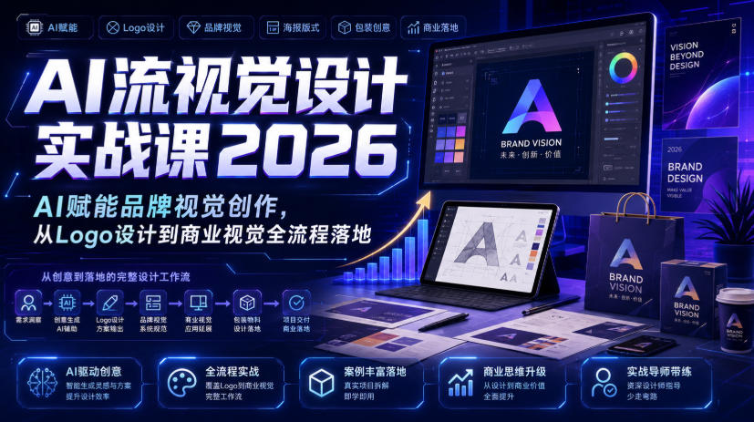 AI流视觉设计实战课2026:AI赋能品牌视觉创作,从Logo设计到商业视觉全流程落地-盟主1站 - 热点知汇专注网赚项目资源知识聚汇