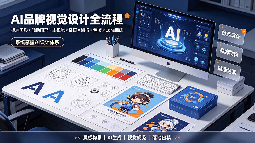 AI品牌视觉设计全流程：标志图形×辅助图形×主视觉×插画×海报×包装×Lora训练，系统掌握AI设计体系-盟主1站 - 热点知汇专注网赚项目资源知识聚汇
