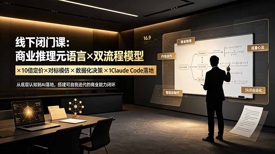 线下闭门课：商业推理元语言×双流程模型×10倍定价×对标模仿×数据化决策×Claude Code落地，击穿认知盲区-盟主1站 - 热点知汇专注网赚项目资源知识聚汇
