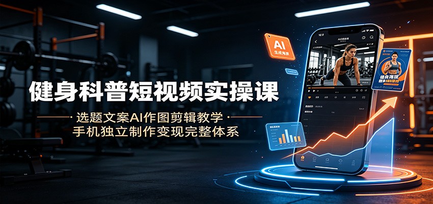 健身科普短视频实操课：选题文案AI作图剪辑教学，手机独立制作变现完整体系-盟主1站 - 热点知汇专注网赚项目资源知识聚汇