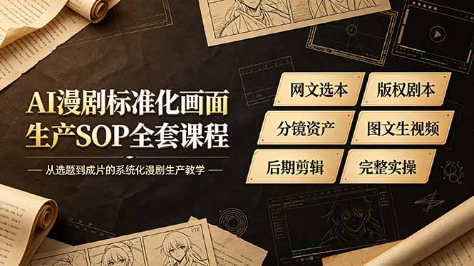 AI漫剧标准化画面生产SOP全套课程-更新，网文选本版权剧本分镜资产全覆盖，图文生视频后期剪辑完整实操教学-盟主1站 - 热点知汇专注网赚项目资源知识聚汇