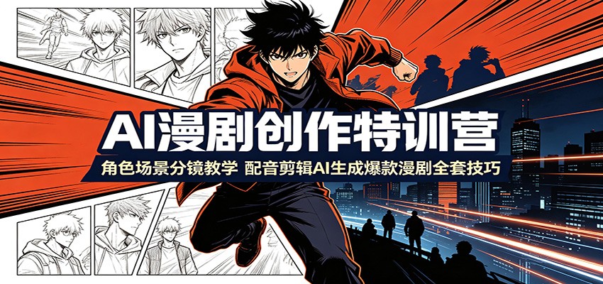 AI漫剧创作特训营：角色场景分镜教学，配音剪辑AI生成爆款漫剧全套技巧-盟主1站 - 热点知汇专注网赚项目资源知识聚汇