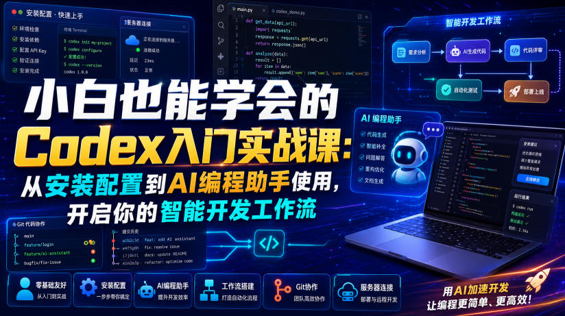 小白也能学会的Codex入门实战课：从安装配置到AI编程助手使用，开启你的智能开发工作流-盟主1站 - 热点知汇专注网赚项目资源知识聚汇