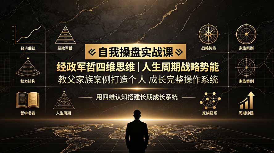 自我操盘实战课：经政军哲四维思维｜人生周期战略势能｜教父家族案例打造个人成长完整操作系统-盟主1站 - 热点知汇专注网赚项目资源知识聚汇