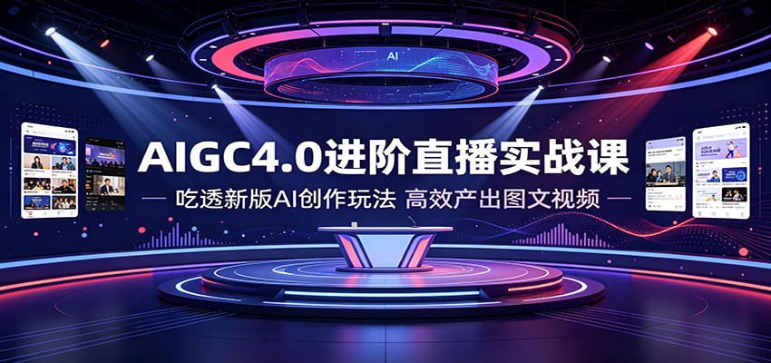 AIGC4.0进阶直播实战课：吃透新版AI创作玩法，高效产出图文视频-盟主1站 - 热点知汇专注网赚项目资源知识聚汇