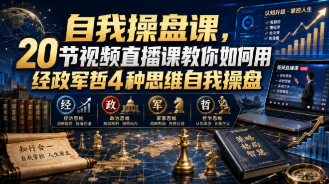自我操盘课，20节视频直播课教你如何用经政军哲4种思维自我操盘-盟主1站 - 热点知汇专注网赚项目资源知识聚汇