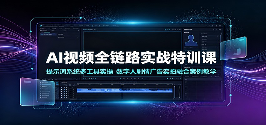 AI视频全链路实战特训课：提示词系统多工具实操，数字人剧情广告实拍融合案例教学-盟主1站 - 热点知汇专注网赚项目资源知识聚汇
