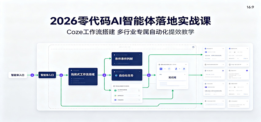 2026零代码AI智能体落地实战课:Coze工作流搭建,多行业专属自动化提效教学-盟主1站 - 热点知汇专注网赚项目资源知识聚汇