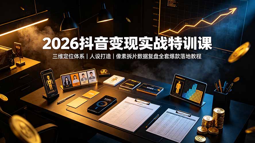 2026抖音变现实战特训课:三维定位体系|人设打造|像素拆片数据复盘全套爆款落地教程-盟主1站 - 热点知汇专注网赚项目资源知识聚汇