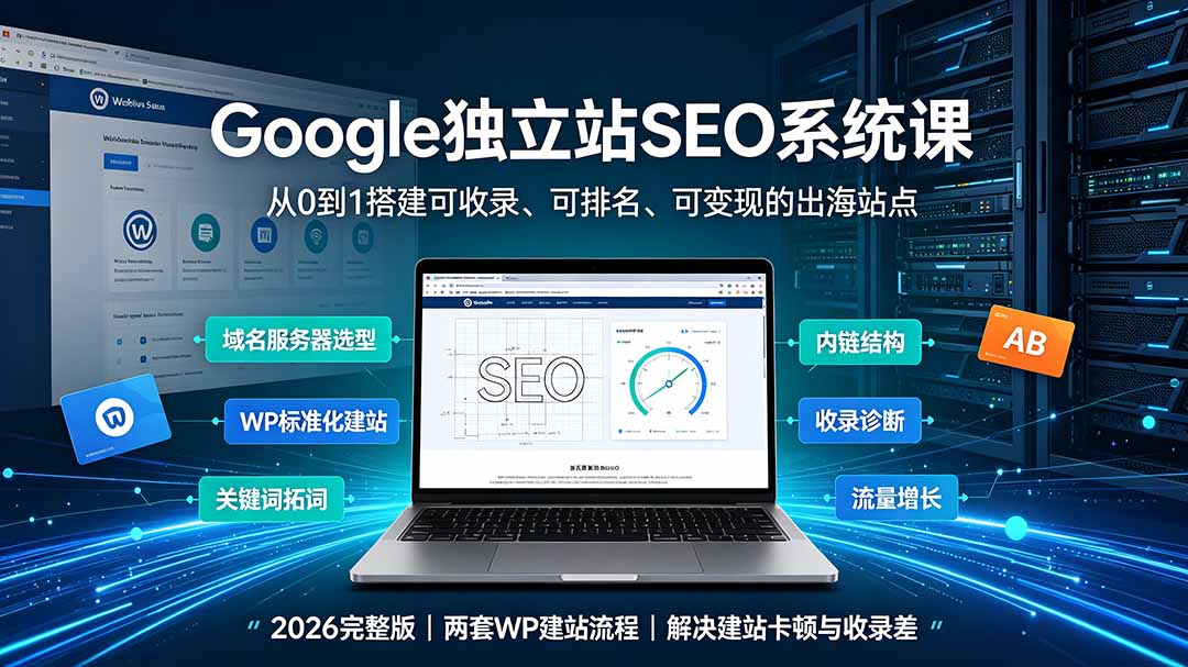 Google独立站SEO-7月系统课:出海基建×WordPress建站×AI内容生产×站内外优化×Search Console×AdSense变现-盟主1站 - 热点知汇专注网赚项目资源知识聚汇