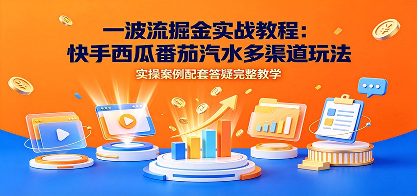 一波流掘金实战教程：快手西瓜番茄汽水多渠道玩法，实操案例配套答疑完整教学-盟主1站 - 热点知汇专注网赚项目资源知识聚汇