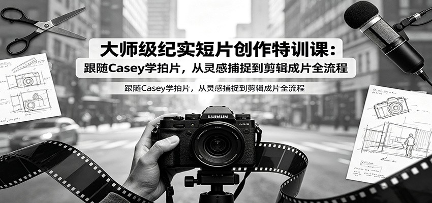 大师级纪实短片创作特训课：跟随Casey学拍片，从灵感捕捉到剪辑成片全流程-盟主1站 - 热点知汇专注网赚项目资源知识聚汇