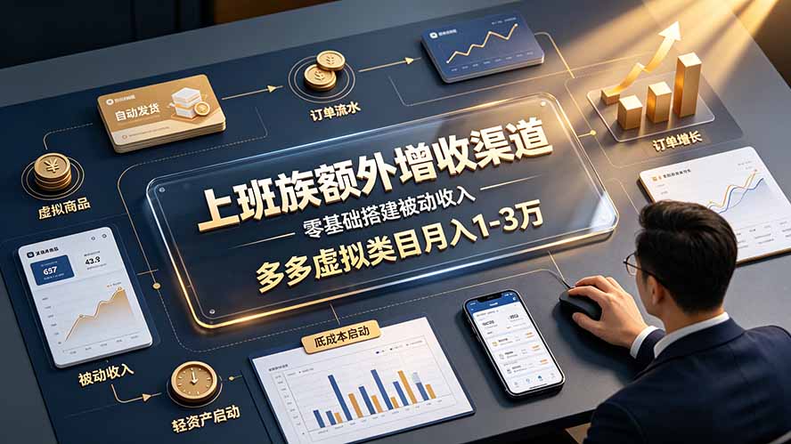 上班族额外增收渠道，零基础搭建被动收入，多多虚拟类目月入 1-3 万-盟主1站 - 热点知汇专注网赚项目资源知识聚汇