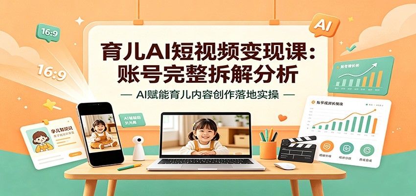 育儿AI短视频变现课：账号完整拆解分析，AI赋能育儿内容创作落地实操-盟主1站 - 热点知汇专注网赚项目资源知识聚汇