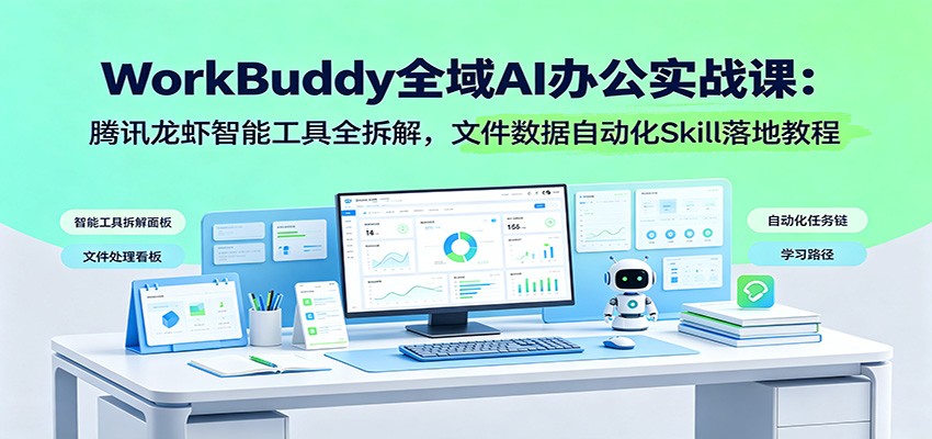 WorkBuddy全域AI办公实战课：腾讯龙虾智能工具全拆解，文件数据自动化Skill落地教程-盟主1站 - 热点知汇专注网赚项目资源知识聚汇