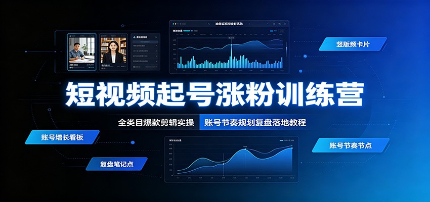 短视频起号涨粉训练营：全类目爆款剪辑实操，账号节奏规划复盘落地教程-盟主1站 - 热点知汇专注网赚项目资源知识聚汇