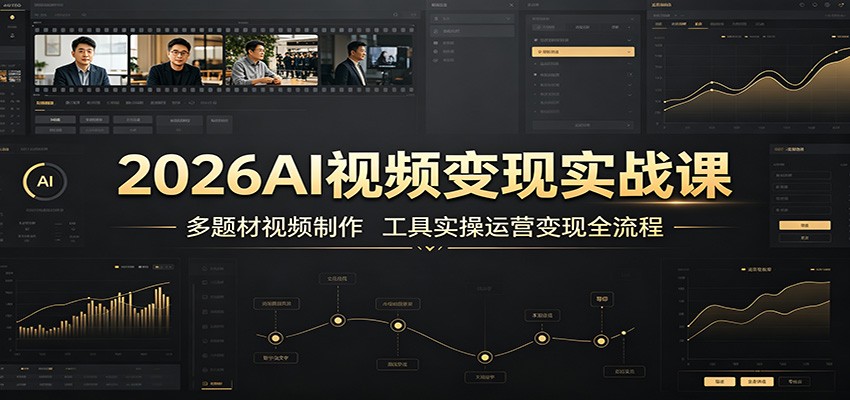 2026AI视频变现实战课：多题材视频制作，工具实操运营变现全流程-盟主1站 - 热点知汇专注网赚项目资源知识聚汇