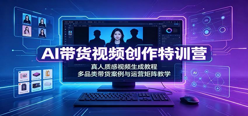AI带货视频创作特训营：真人质感视频生成教程，多品类带货案例与运营矩阵教学-盟主1站 - 热点知汇专注网赚项目资源知识聚汇