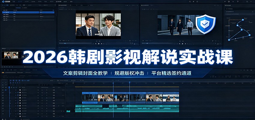 2026韩剧影视解说实战课：文案剪辑封面全教学，规避版权冲击平台精选签约通道-盟主1站 - 热点知汇专注网赚项目资源知识聚汇