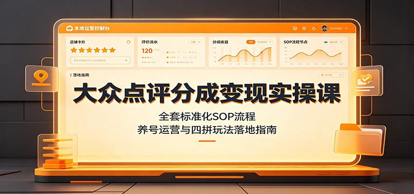 大众点评分成变现实操课：全套标准化SOP流程，养号运营与四拼玩法落地指南-盟主1站 - 热点知汇专注网赚项目资源知识聚汇