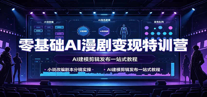 零基础AI漫剧变现特训营：小说改编剧本分镜实操，AI建模剪辑发布一站式教程-盟主1站 - 热点知汇专注网赚项目资源知识聚汇