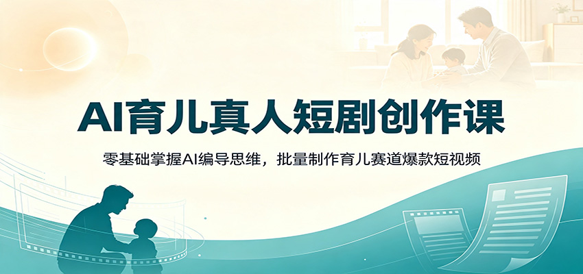 AI育儿真人短剧创作课：零基础掌握AI编导思维，批量制作育儿赛道爆款短视频-盟主1站 - 热点知汇专注网赚项目资源知识聚汇