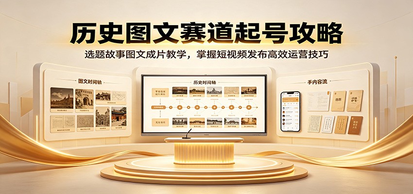 历史图文赛道起号攻略：选题故事图文成片教学，掌握短视频发布高效运营技巧-盟主1站 - 热点知汇专注网赚项目资源知识聚汇