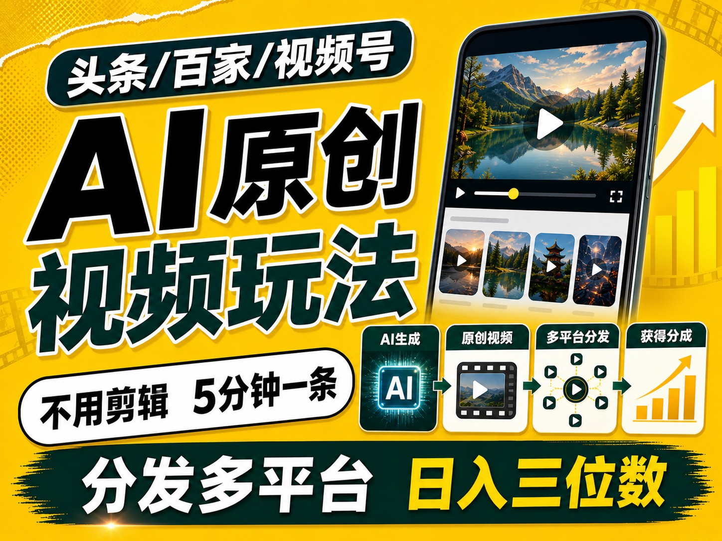 2026头条百家号升级玩法 5分钟一条原创视频 发多平台赚收-盟主1站 - 热点知汇专注网赚项目资源知识聚汇
