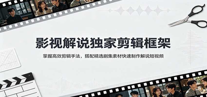 影视解说独家剪辑框架：掌握高效剪辑手法，搭配精选剧集素材快速制作解说短视频-盟主1站 - 热点知汇专注网赚项目资源知识聚汇
