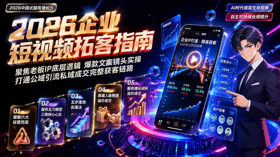2026AI时代服务增长力实战课-无水印｜五力模型三维心法教学，破解门店客源流失低价内卷实现长效业绩增长-盟主1站 - 热点知汇专注网赚项目资源知识聚汇