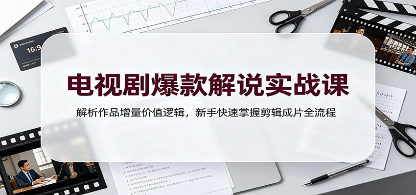 电视剧爆款解说实战课：解析作品增量价值逻辑，新手快速掌握剪辑成片全流程-盟主1站 - 热点知汇专注网赚项目资源知识聚汇