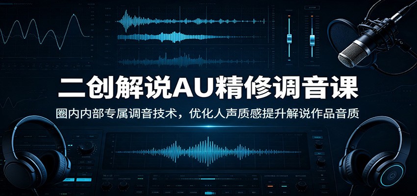 二创解说AU精修调音课：圈内内部专属调音技术，优化人声质感提升解说作品音质-盟主1站 - 热点知汇专注网赚项目资源知识聚汇