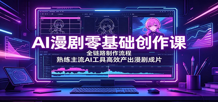 AI漫剧零基础创作课：全链路制作流程，熟练主流AI工具高效产出漫剧成片-盟主1站 - 热点知汇专注网赚项目资源知识聚汇