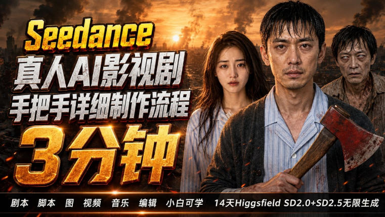 3分钟真人AI影视剧怎么做？SD 2.0手把手完整制作流程｜Higgsfield 14天SD 2.0/2.5无限生成-盟主1站 - 热点知汇专注网赚项目资源知识聚汇