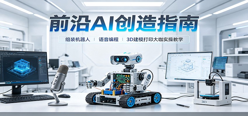 前沿AI创造指南：组装机器人、语音编程、3D建模打印大咖实操教学-盟主1站 - 热点知汇专注网赚项目资源知识聚汇