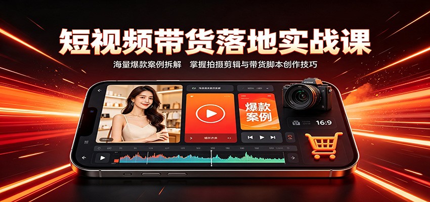 短视频带货落地实战课：海量爆款案例拆解，掌握拍摄剪辑与带货脚本创作技巧-盟主1站 - 热点知汇专注网赚项目资源知识聚汇